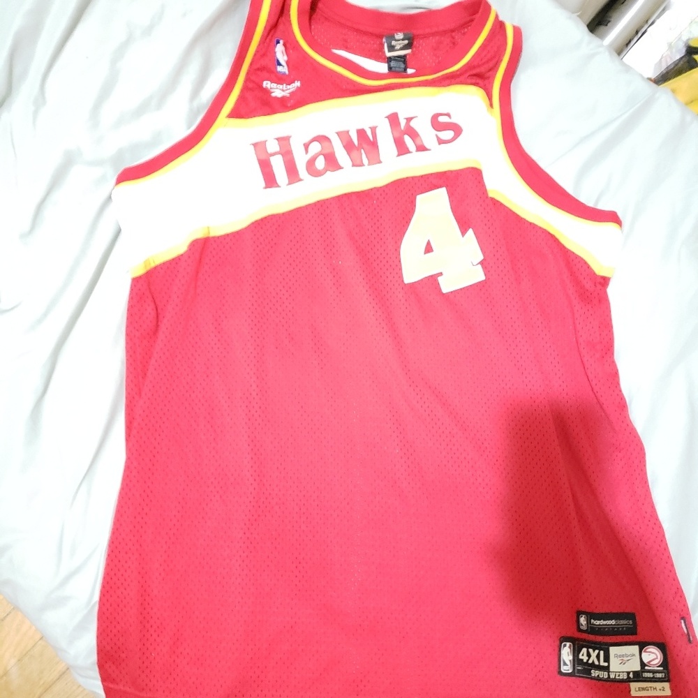 SPUD WEBB #4 ATLANTA HAWKS REEBOK JERSEY